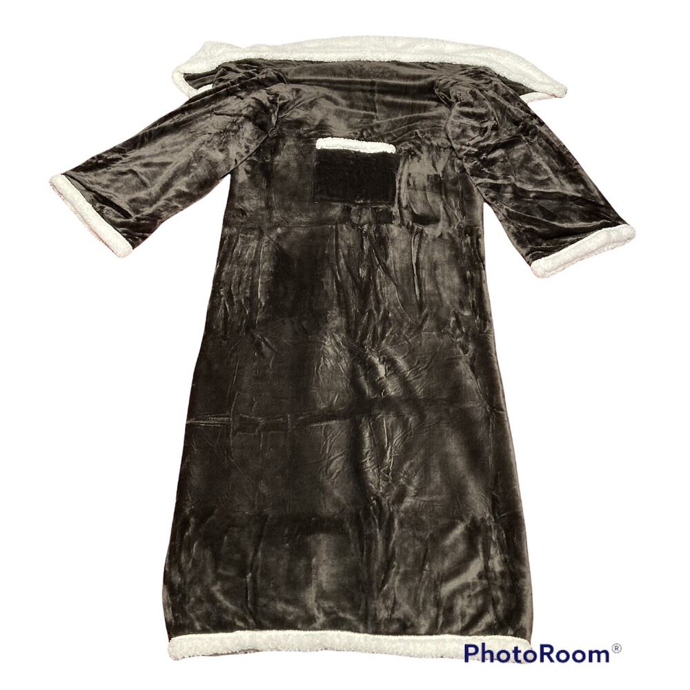 Unisex Catalonia Premium Wearable Sleeved Blanket Wrap Sherpa Brown One Size